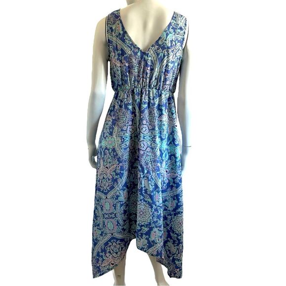 Motherhood Maternity Dress Wrap Top Paisley Handkerchief Hem Midi Dress size M - Picture 3 of 11